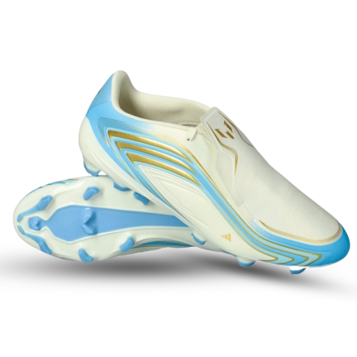 adidas F50 Messi League FG Soccer Cleats (White/Sky Blue)