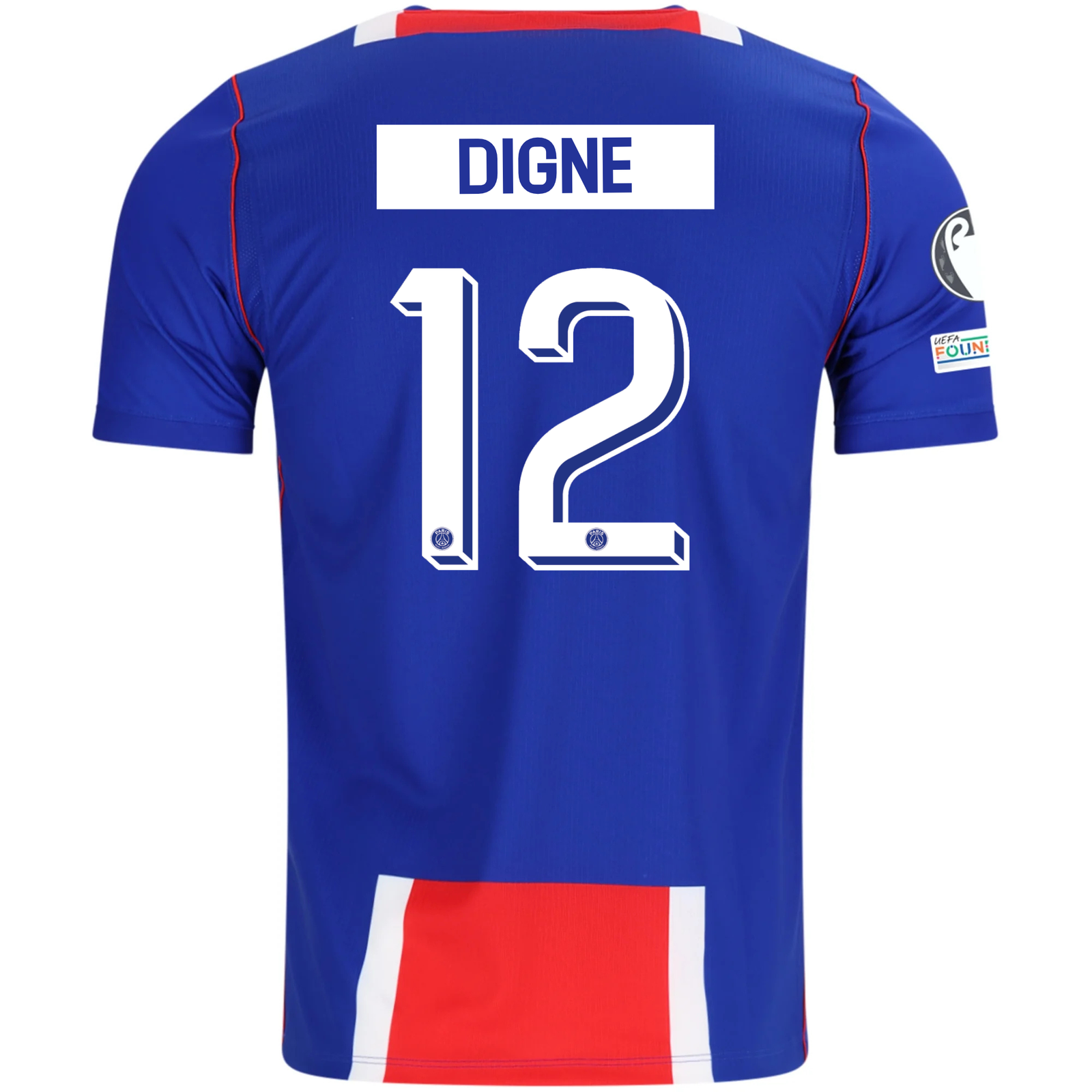 Nike Mens Paris Saint-Germain Lucas Digne Home Jersey w/ Champions League Patches 26/27 (Blue/White/Red)