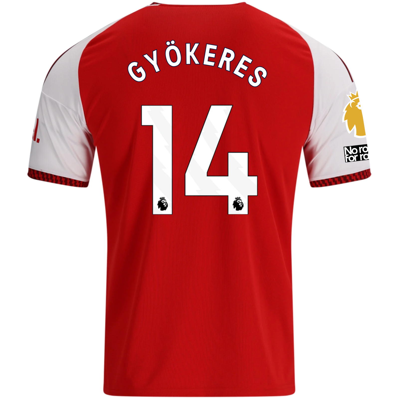 adidas Mens Arsenal Viktor Gyökeres Home Jersey w/ EPL + No Room For Racism Patches 26/27 (Red)