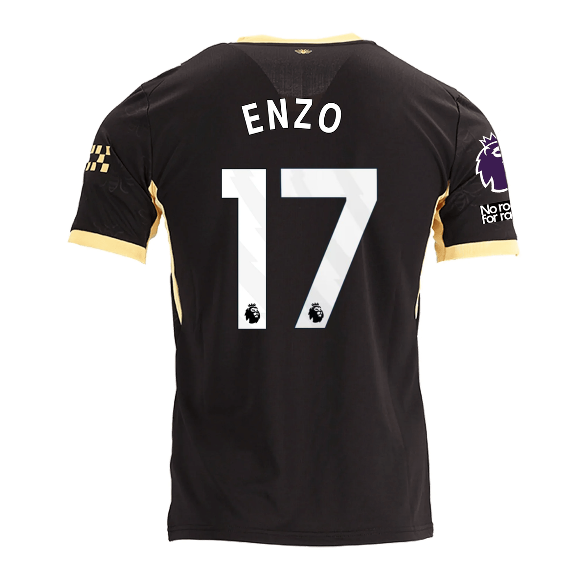 Puma Mens Manchester City Enzo Fernández Away Jersey w/ EPL + No Room For Racism Patches 26/27 (Black/Yellow)