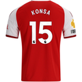 adidas Mens Arsenal Ezri Konsa Home Jersey w/ EPL + No Room For Racism Patches 26/27 (Red)