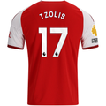 adidas Mens Arsenal Christos Tzolis Home Jersey w/ EPL + No Room For Racism Patches 26/27 (Red)