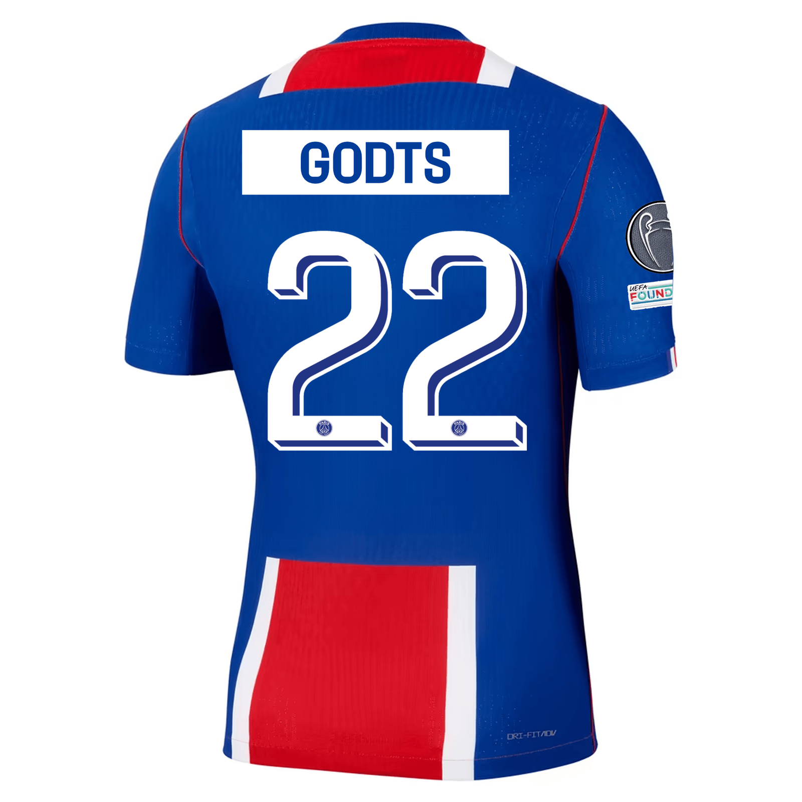 Nike Paris Saint-Germain Match Authentic Mika Godts Home Jersey w/ Champions League Patches 26/27 (Old Royal/White/Red)