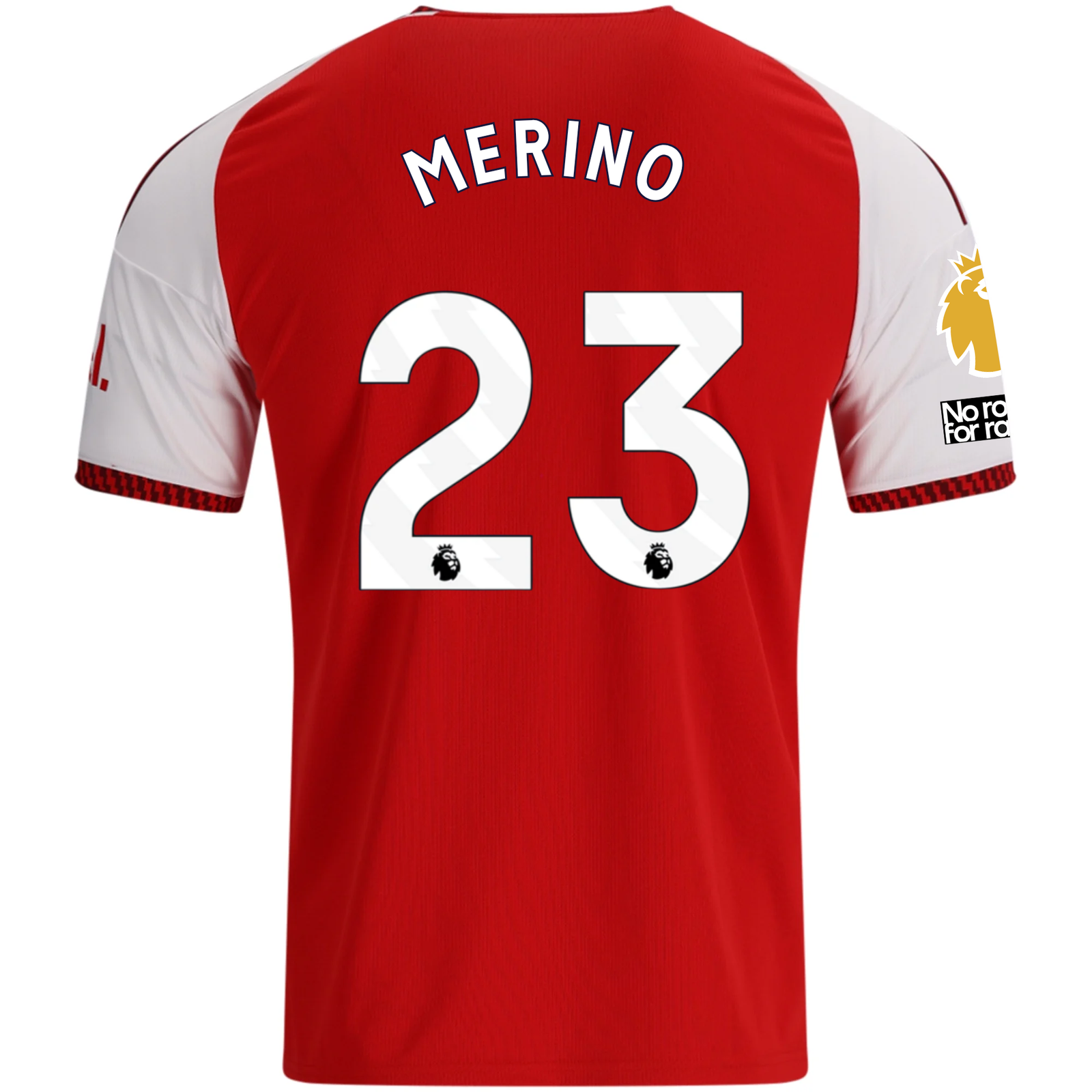 adidas Mens Arsenal Mikel Merino Home Jersey w/ EPL + No Room For Racism Patches 26/27 (Red)