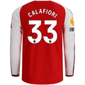 adidas Mens Arsenal Authentic Riccardo Calafiori Long Sleeve Home Jersey w/ EPL + No Room for Racism Patches 26/27 (Better Scarlet)