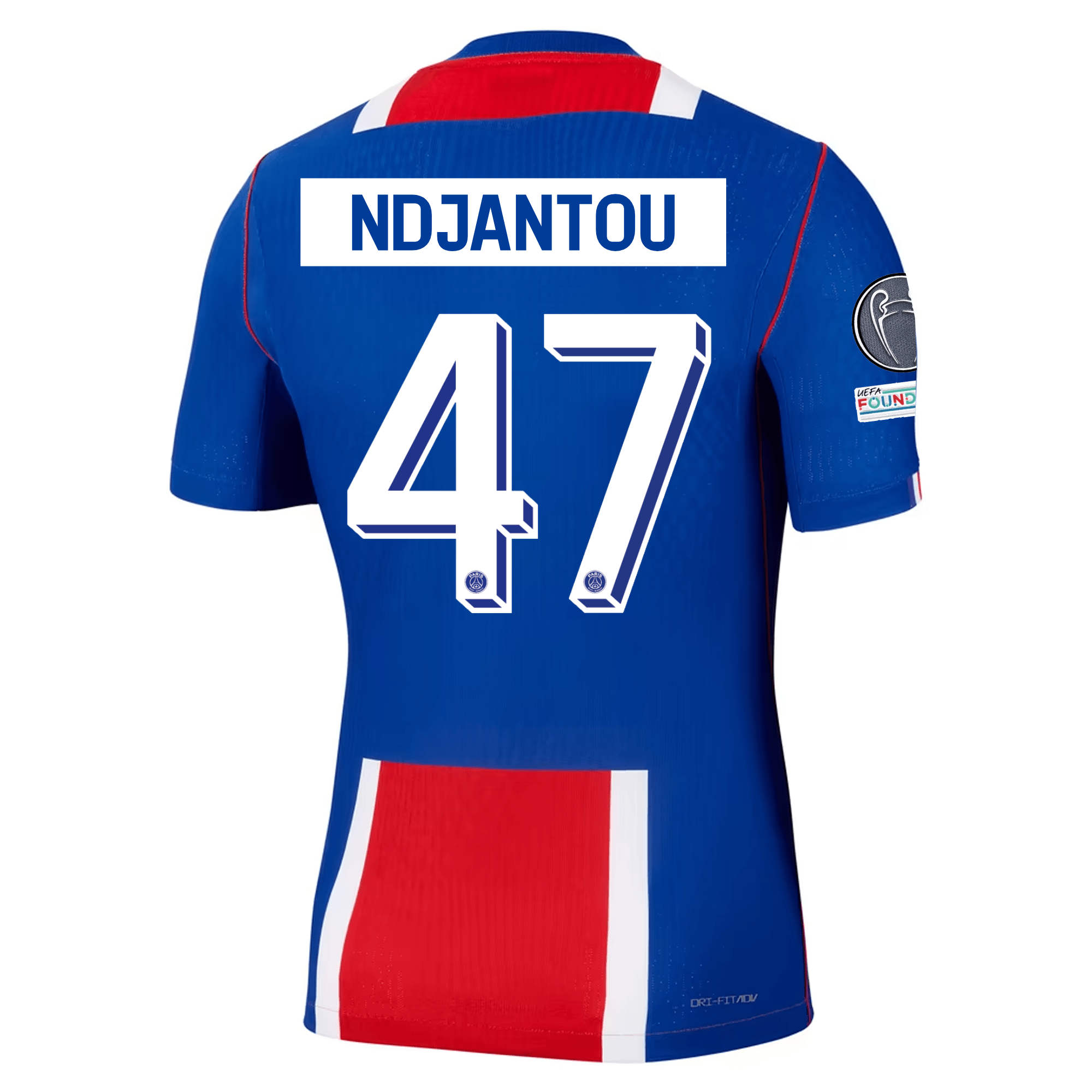 Nike Paris Saint-Germain Match Authentic Quentin Ndjantou Home Jersey w/ Champions League Patches 26/27 (Old Royal/White/Red)