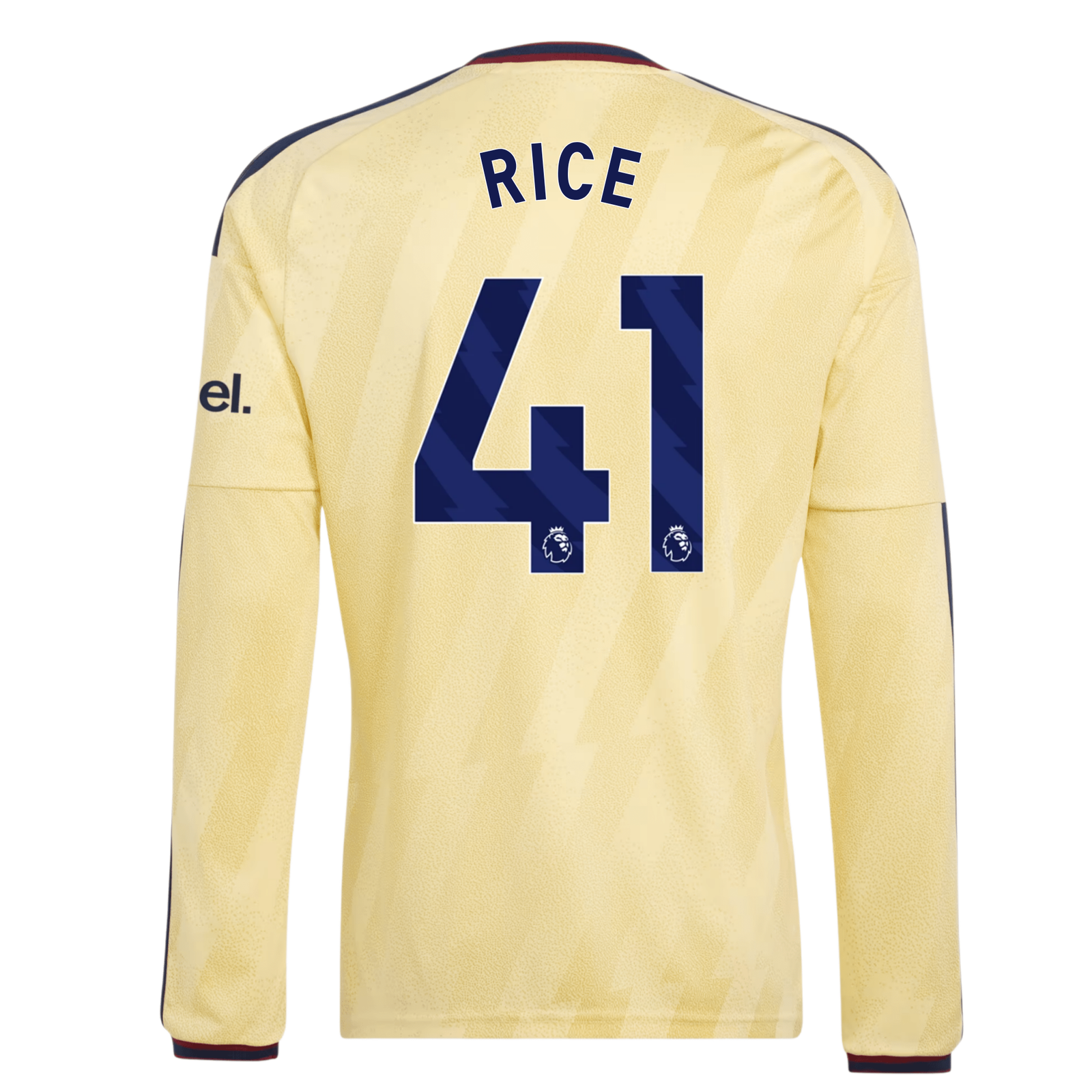 adidas Mens Arsenal Declan Rice Long Sleeve Third Jersey w/ EPL + No Room For Racism Patches 26/27 (Yellow)