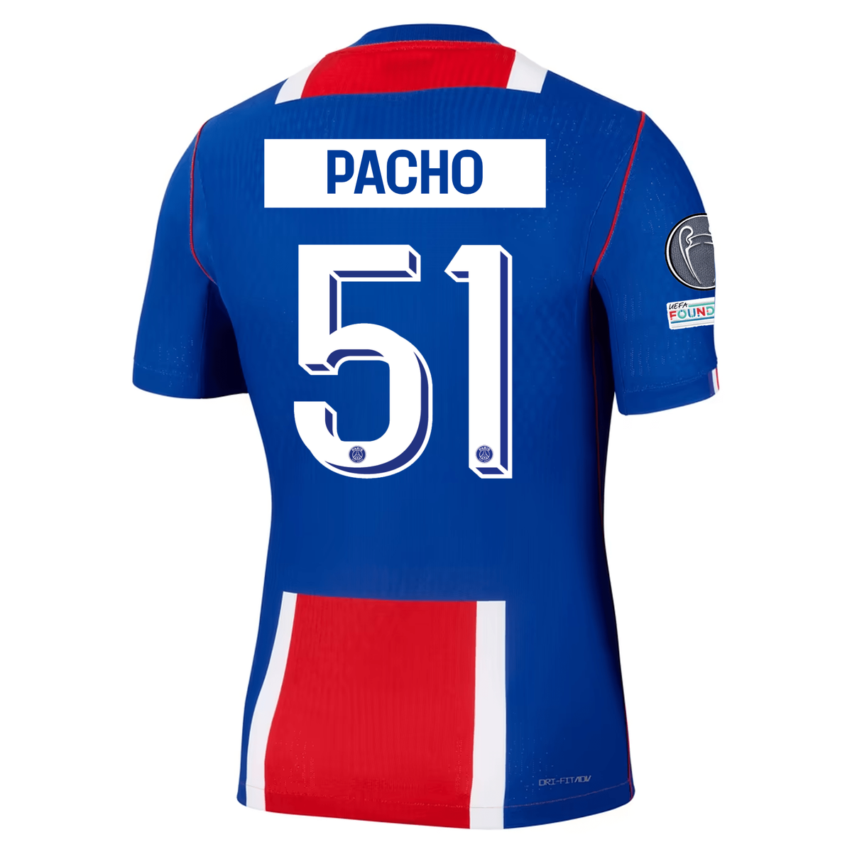 Nike Paris Saint-Germain Match Authentic Willian Pacho Home Jersey w/ Champions League Patches 26/27 (Old Royal/White/Red)