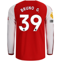 adidas Mens Arsenal Authentic Bruno Guimarães Long Sleeve Home Jersey w/ EPL + No Room for Racism Patches 26/27 (Better Scarlet)