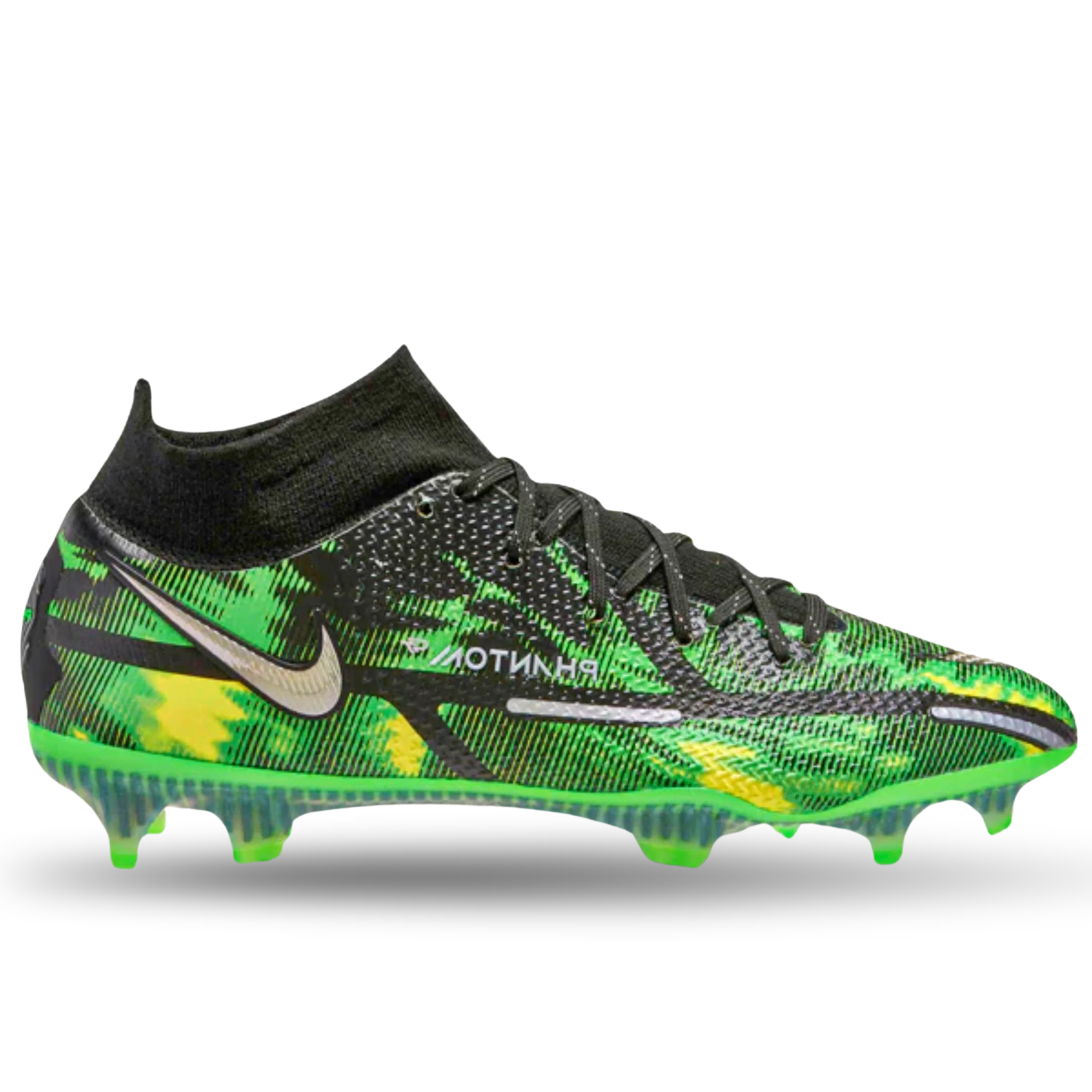 Nike Phantom GT2 Elite DF Shockwave Firm Ground Soccer Cleats (Black/Metallic Platinum)