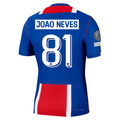 Nike Paris Saint-Germain Match Authentic João Neves Home Jersey w/ Champions League Patches 26/27 (Old Royal/White/Red)