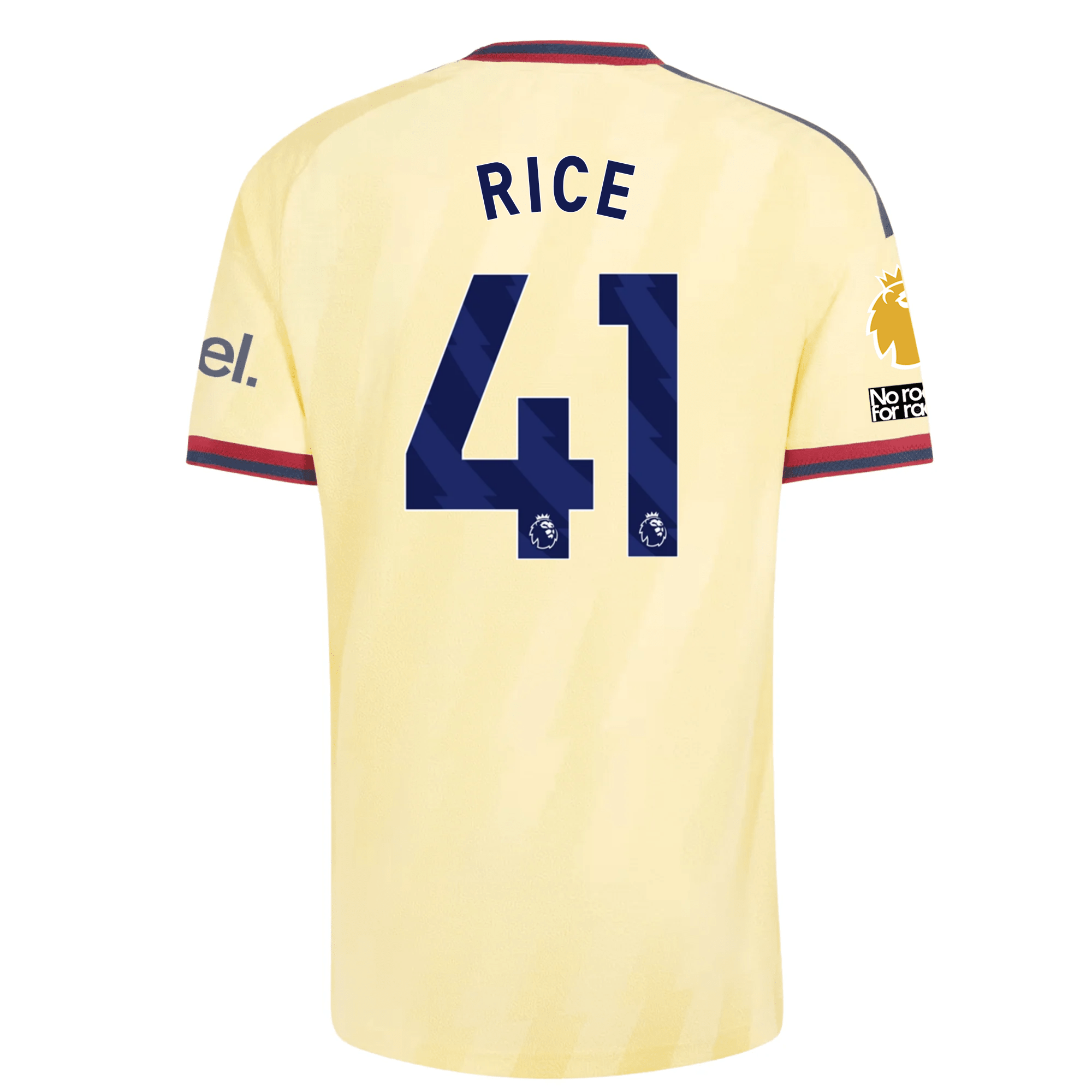 adidas Mens Arsenal Declan Rice Authentic Third Jersey w/ EPL + No Room For Racism 26/27 (Yellow)