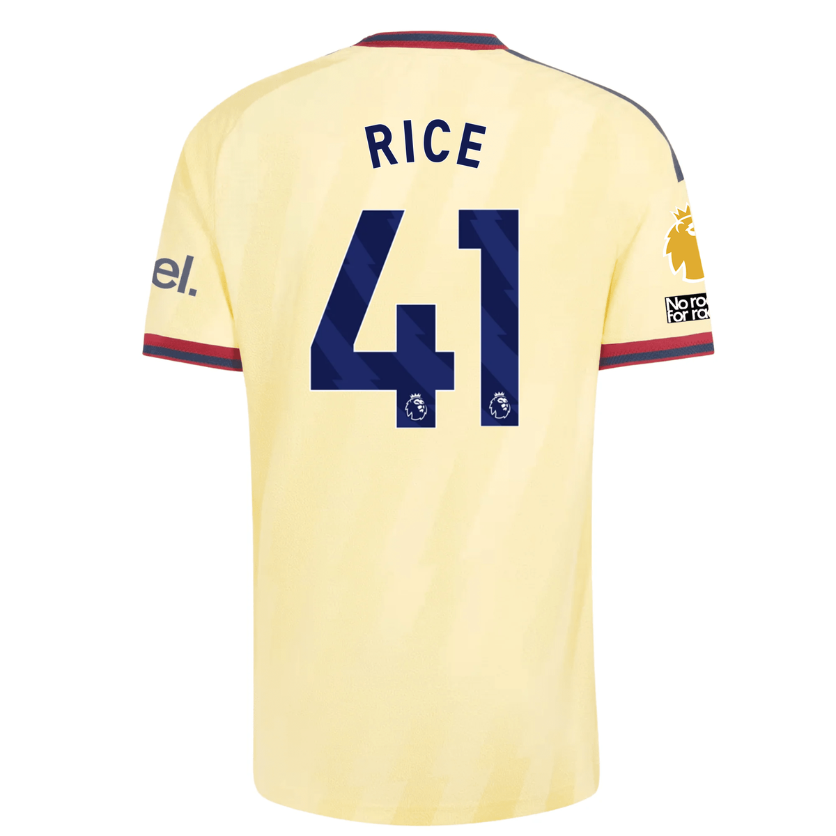 adidas Mens Arsenal Declan Rice Authentic Third Jersey w/ EPL + No Room For Racism 26/27 (Yellow)