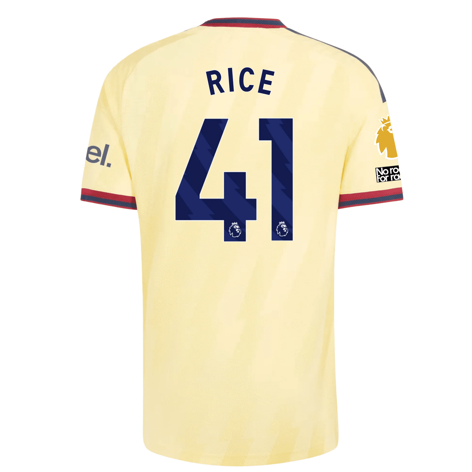 adidas Mens Arsenal Declan Rice Authentic Third Jersey w/ EPL + No Room For Racism 26/27 (Yellow)
