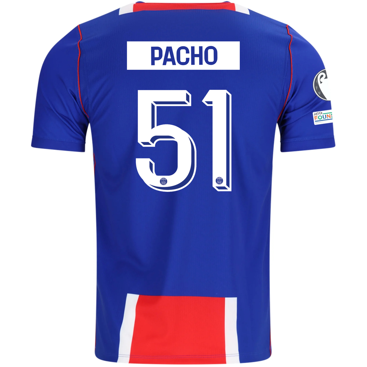Nike Mens Paris Saint-Germain Willian Pacho Home Jersey w/ Champions League Patches 26/27 (Blue/White/Red)