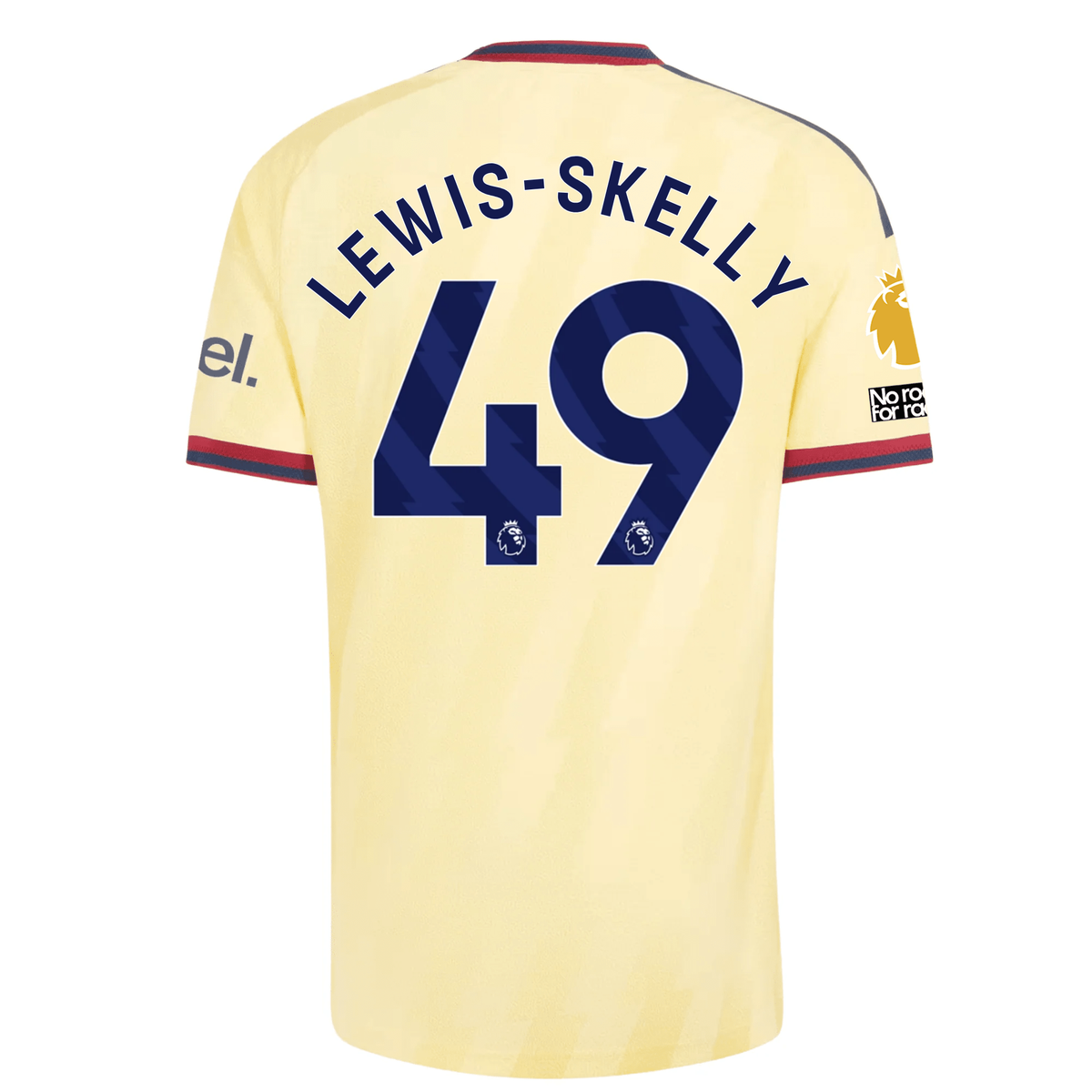 adidas Mens Arsenal Myles Lewis-Skelly Authentic Third Jersey w/ EPL + No Room For Racism 26/27 (Yellow)