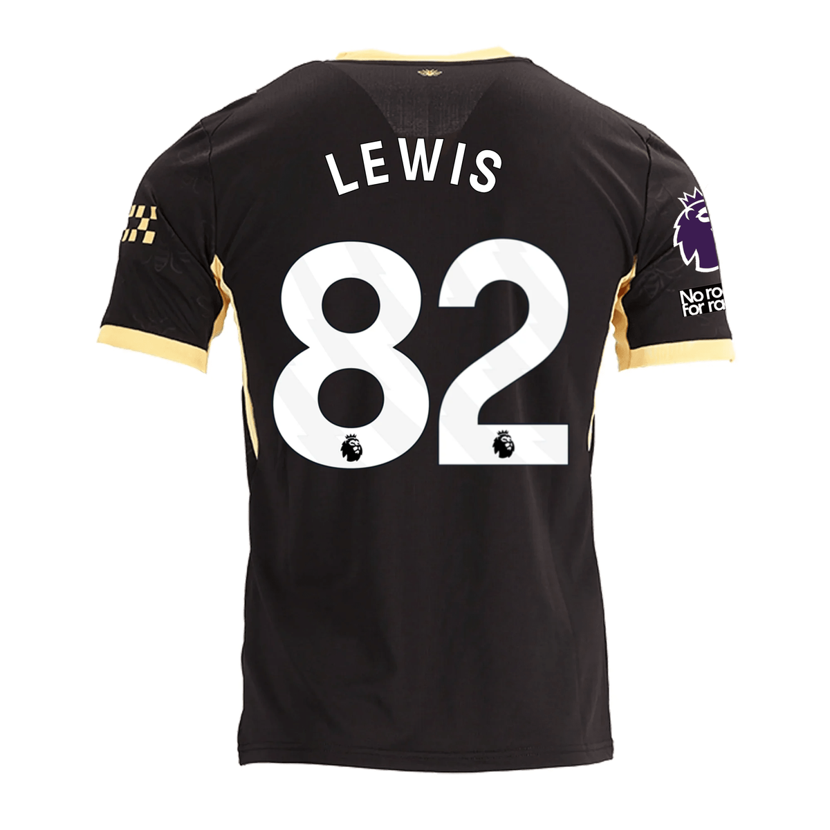 Puma Mens Manchester City Rico Lewis Elias Away Jersey w/ EPL + No Room For Racism Patches 26/27 (Black/Yellow)