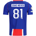 Nike Mens Paris Saint-Germain João Neves Home Jersey w/ Champions League Patches 26/27 (Blue/White/Red)