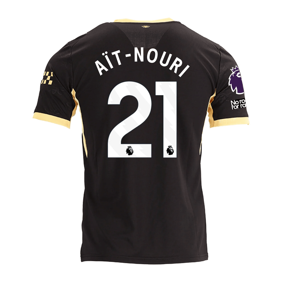Puma Mens Manchester City Rayan Aït-Nouri Away Jersey w/ EPL + No Room For Racism Patches 26/27 (Black/Yellow)