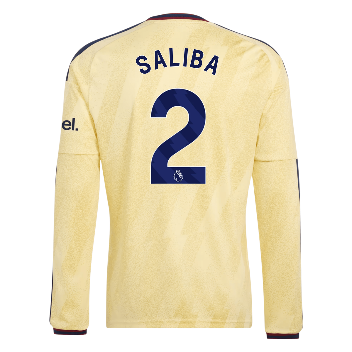 adidas Mens Arsenal William Saliba Long Sleeve Third Jersey w/ EPL + No Room For Racism Patches 26/27 (Yellow)