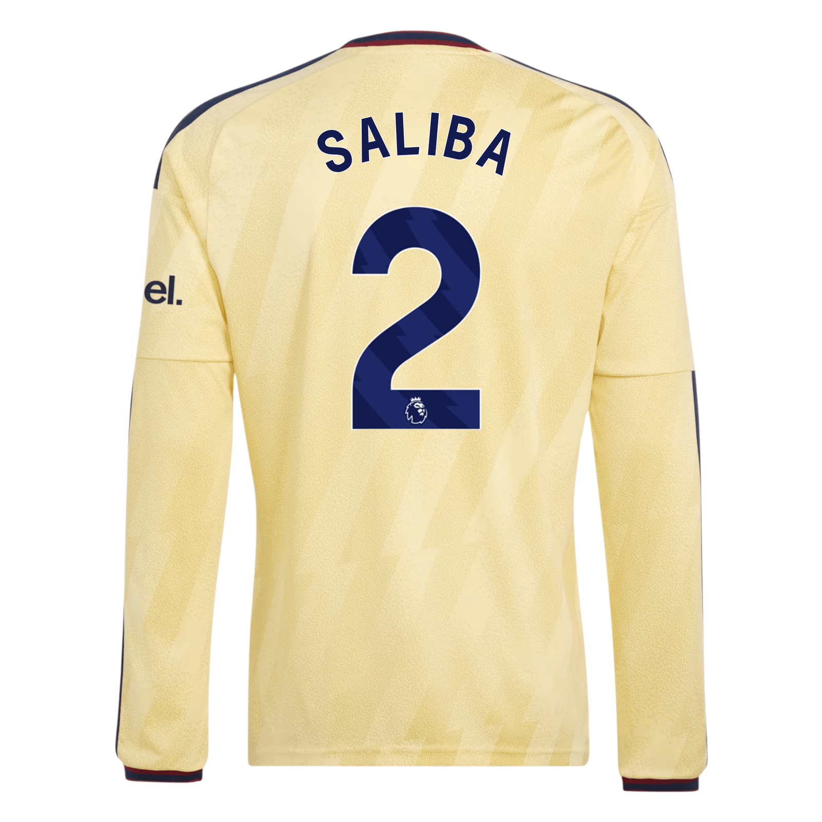 adidas Mens Arsenal William Saliba Long Sleeve Third Jersey w/ EPL + No Room For Racism Patches 26/27 (Yellow)