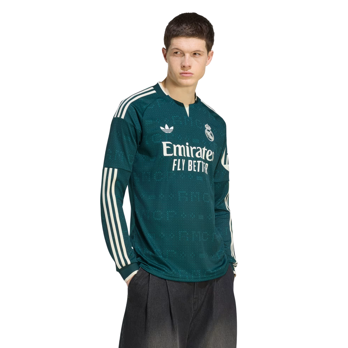 adidas Mens Real Madrid Long Sleeve Away Jersey 26/27 (Green)