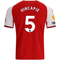 adidas Mens Arsenal Piero Hincapié Home Jersey w/ EPL + No Room For Racism Patches 26/27 (Red)