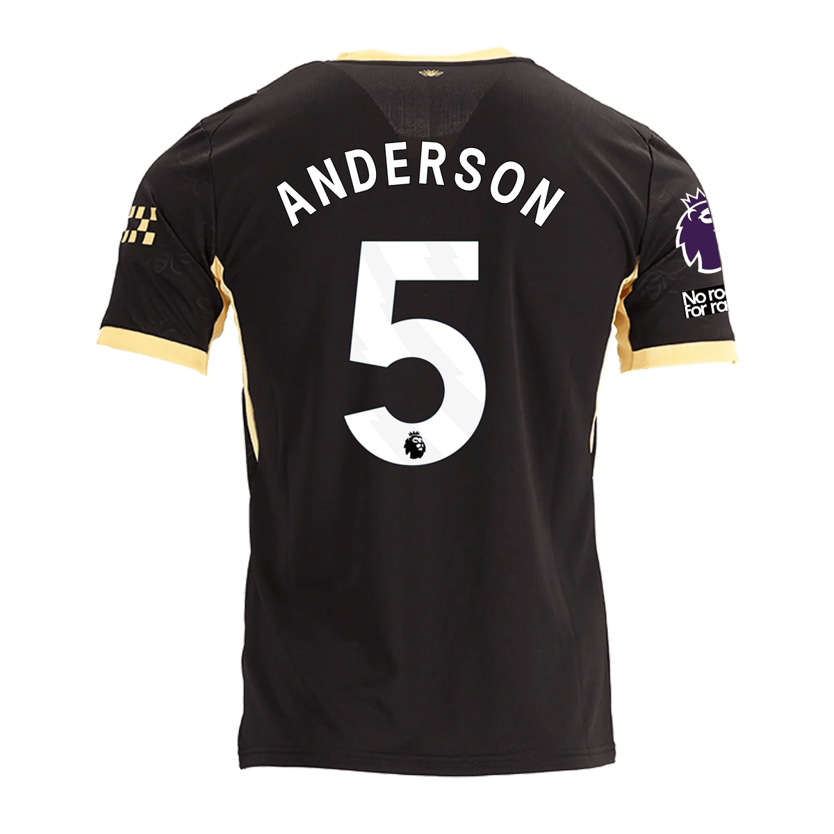 Puma Mens Manchester City Elliot Anderson Away Jersey w/ EPL + No Room For Racism Patches 26/27 (Black/Yellow)