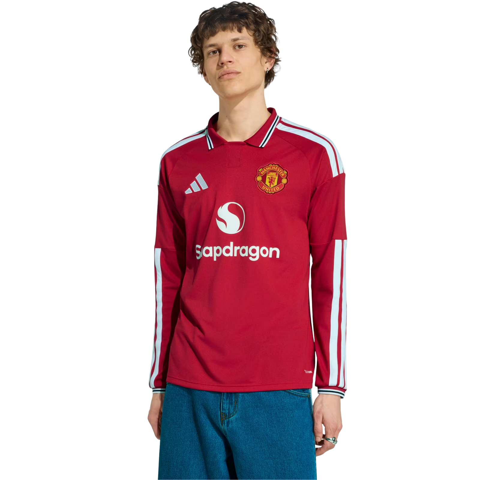 adidas Mens Manchester United Long Sleeve Home Jersey 26/27 (Red)