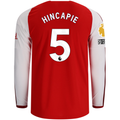 adidas Mens Arsenal Authentic Piero Hincapié Long Sleeve Home Jersey w/ EPL + No Room for Racism Patches 26/27 (Better Scarlet)