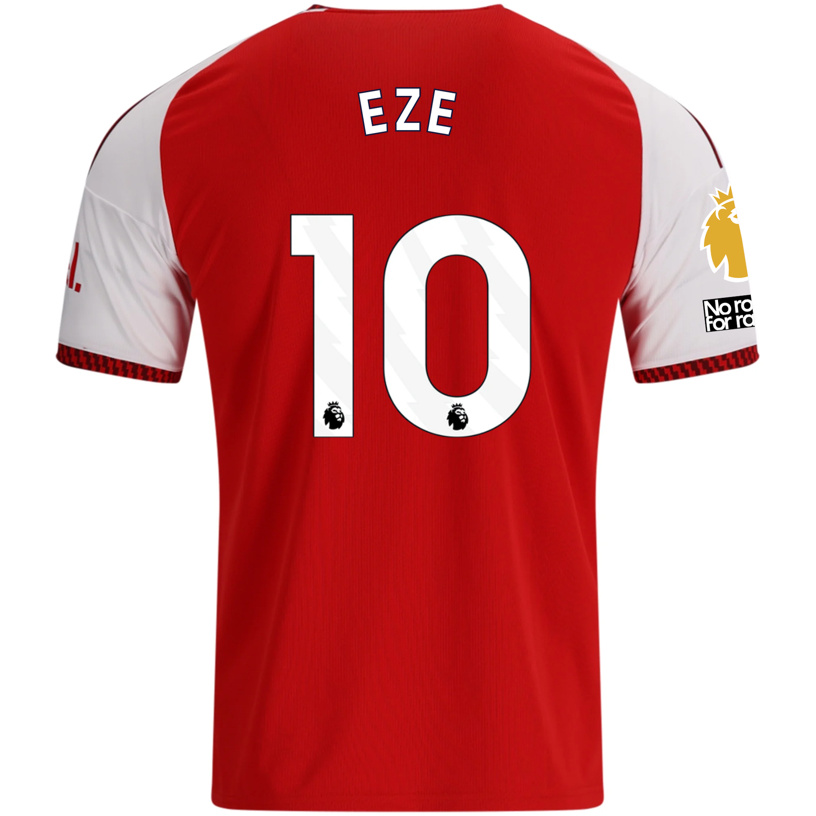 adidas Mens Arsenal Eberechi Eze Home Jersey w/ EPL + No Room For Racism Patches 26/27 (Red)