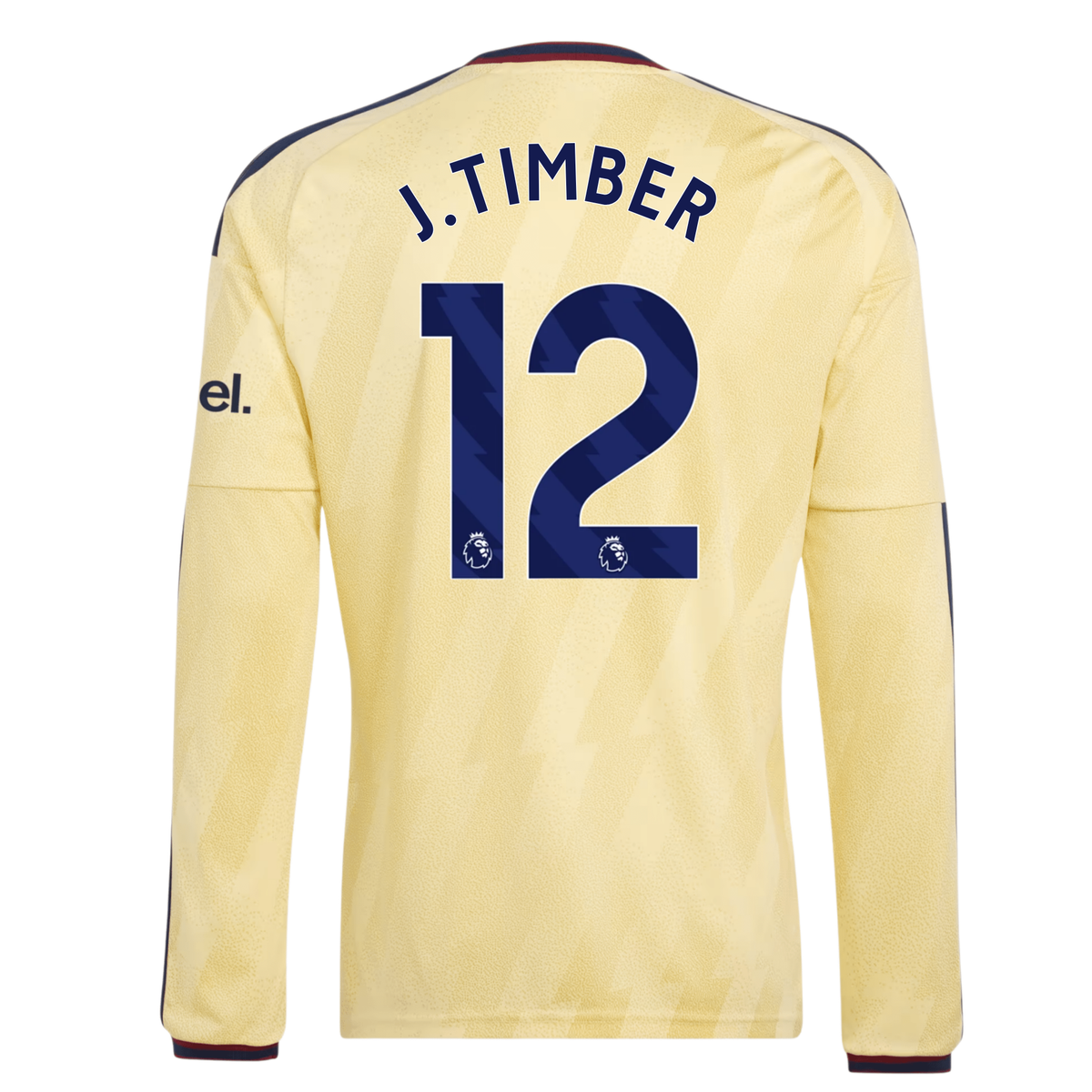 adidas Mens Arsenal Jurriën Timber Long Sleeve Third Jersey w/ EPL + No Room For Racism Patches 26/27 (Yellow)