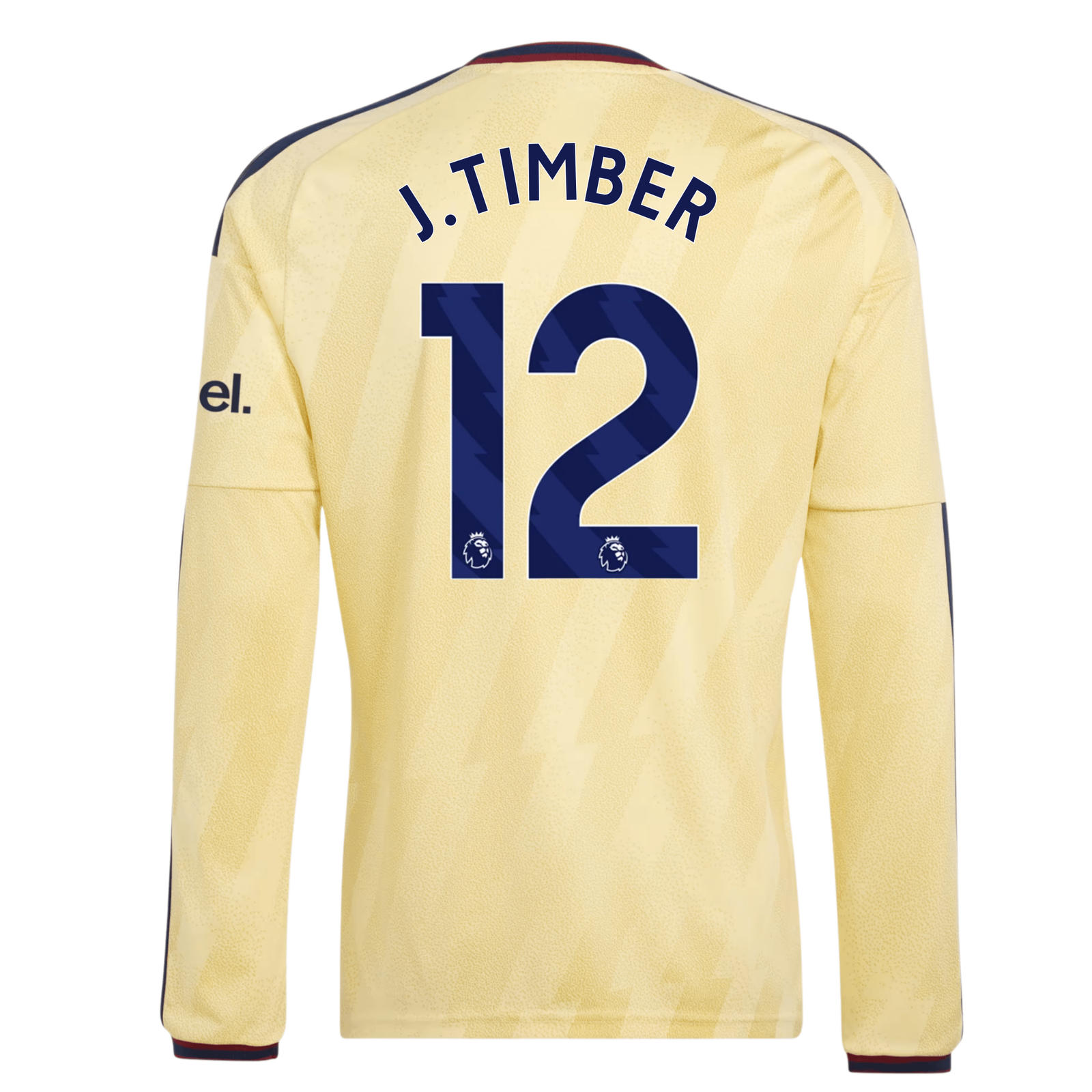 adidas Mens Arsenal Jurriën Timber Long Sleeve Third Jersey w/ EPL + No Room For Racism Patches 26/27 (Yellow)