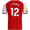 adidas Mens Arsenal Jurriën Timber Home Jersey w/ EPL + No Room For Racism Patches 26/27 (Red)