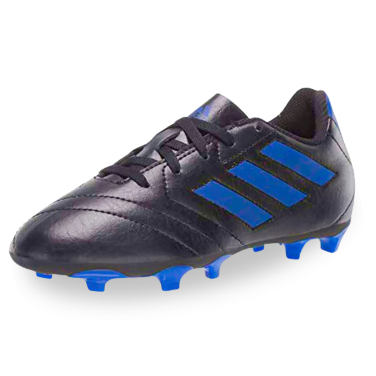 aDIDAS JR. GOLETTO VII Firm Ground Soccer Cleats (CORE BLACK/ROYAL BLUE)
