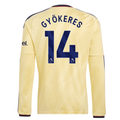 adidas Mens Arsenal Viktor Gyökeres Long Sleeve Third Jersey w/ EPL + No Room For Racism Patches 26/27 (Yellow)