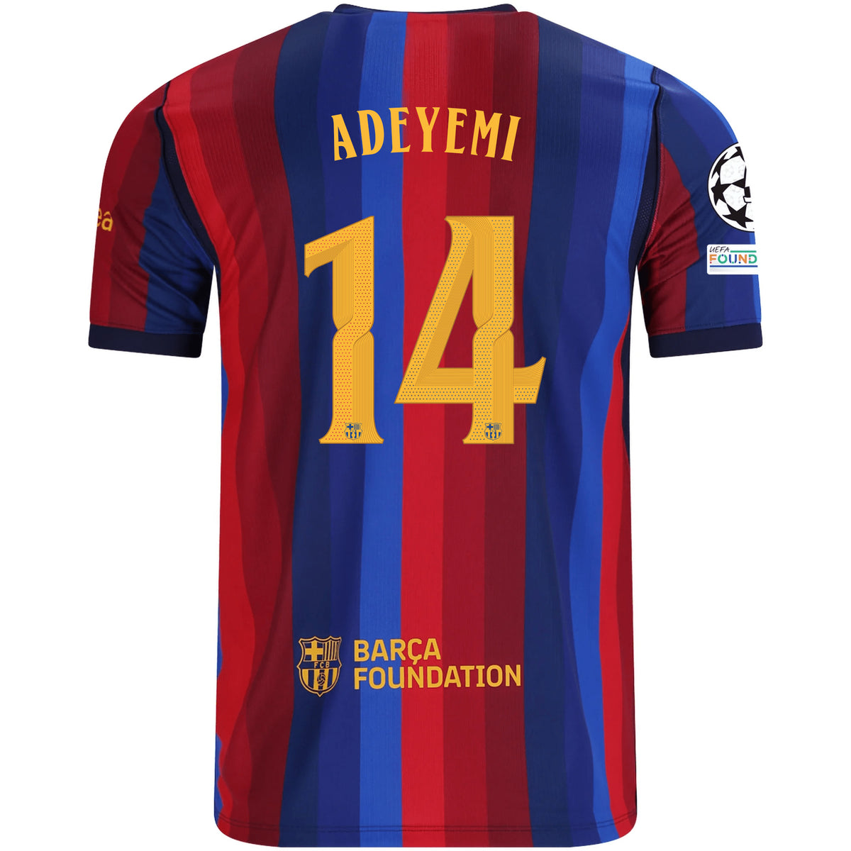 Nike Mens FC Barcelona Karim Adeyemi Home Jersey w/ Champions League Patches 26/27 (Deep Garnet/Blue Void)