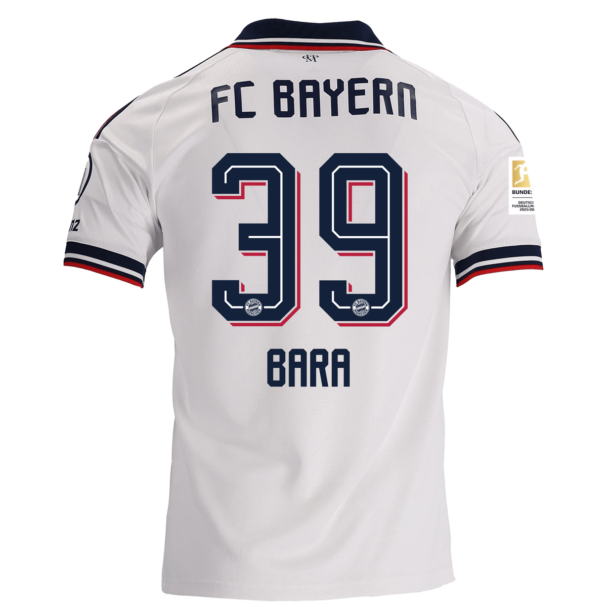 adidas Mens Bayern Munich Bara Sapoko Ndiaye Away Jersey w/ Bundesliga Champion Patch 26/27 (White)