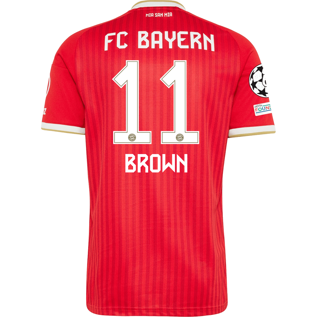 adidas Mens Bayern Munich Nathaniel Brown Home Jersey w/ Champions League Patches 26/27 (Red)