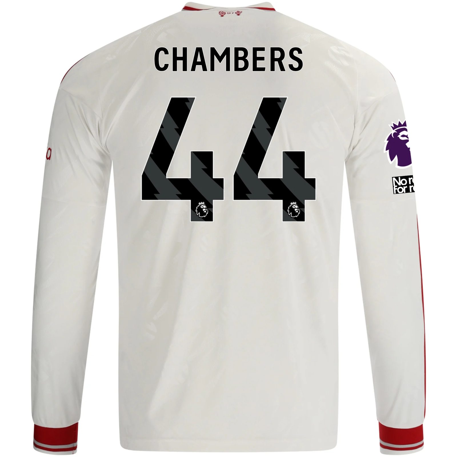 adidas Mens Liverpool Luke Chambers Long Sleeve Away Jersey w/ EPL + No Room For Racism Patches 26/27 (White/Red)