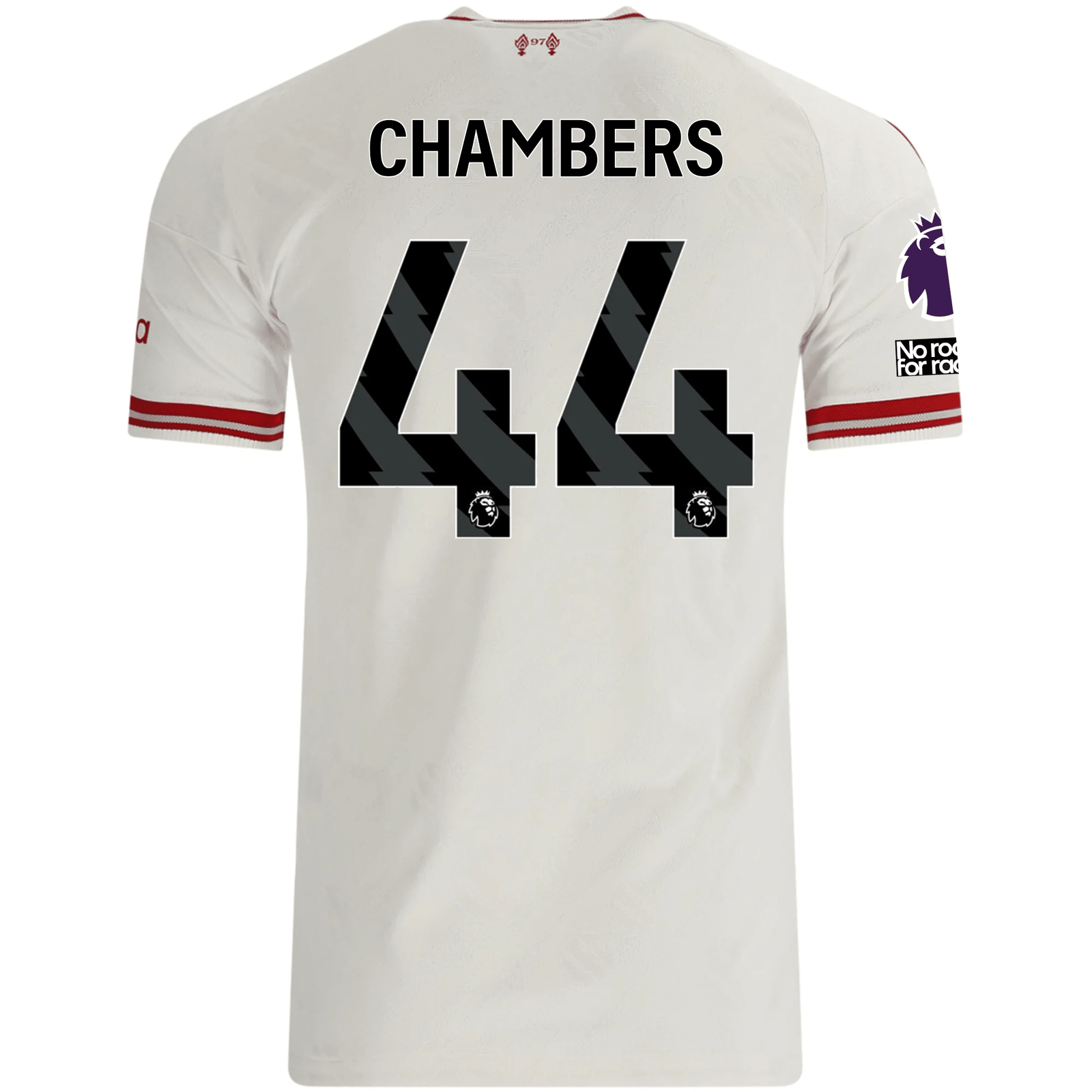 adidas Mens Liverpool Luke Chambers Authentic Away Jersey w/ EPL + No Room For Racsim Patches 26/27 (White)