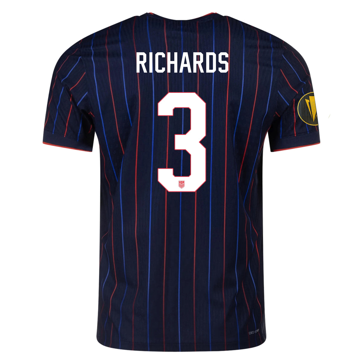 Nike Chris Richards United States Away Match Authentic Jersey 25/26 w/ Gold Cup 2025 Patch (Obsidian/Challenge Red)