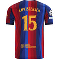 Nike Mens FC Barcelona Andreas Christensen Home Jersey w/ Champions League Patches 26/27 (Deep Garnet/Blue Void)