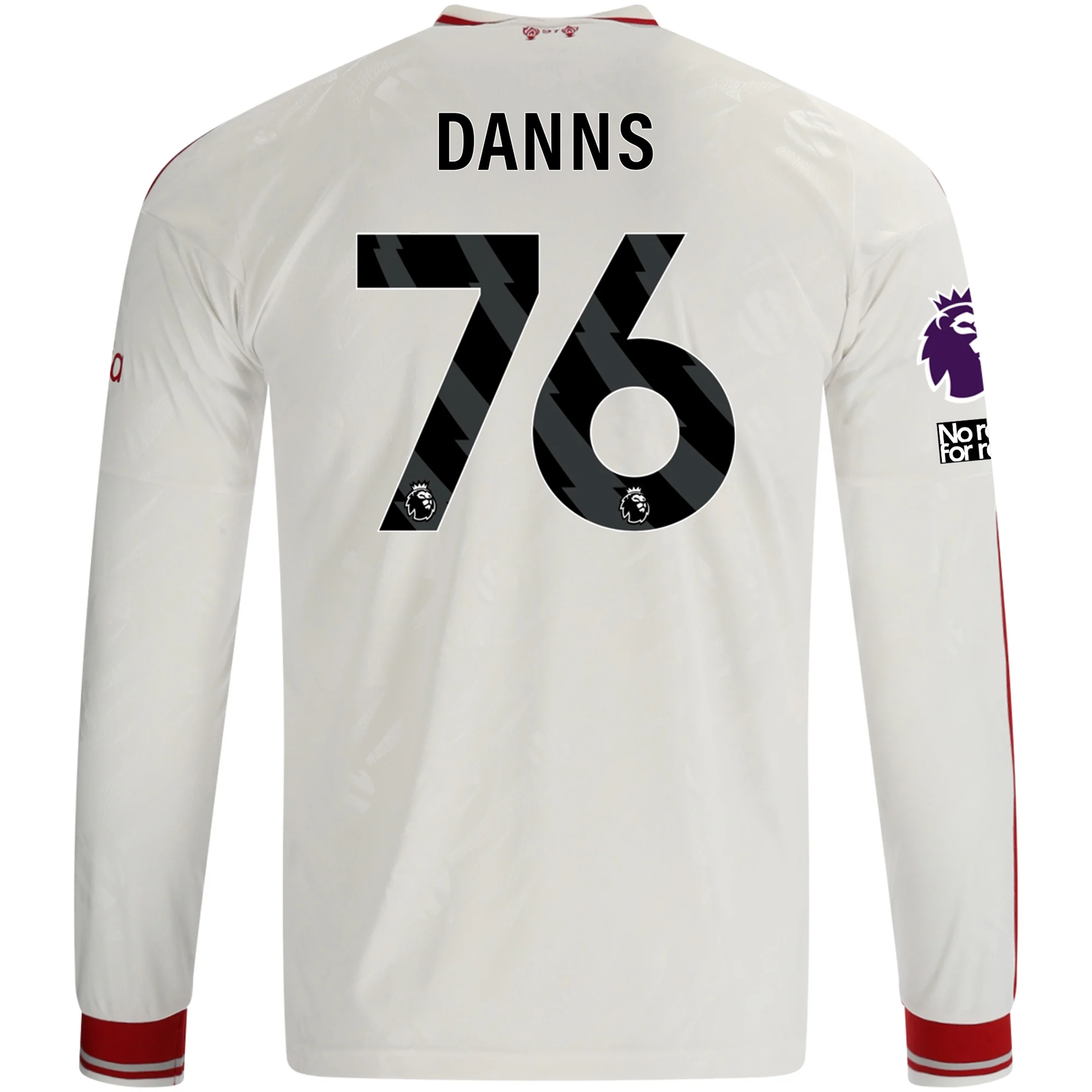 adidas Mens Liverpool Jayden Danns Long Sleeve Away Jersey w/ EPL + No Room For Racism Patches 26/27 (White/Red)