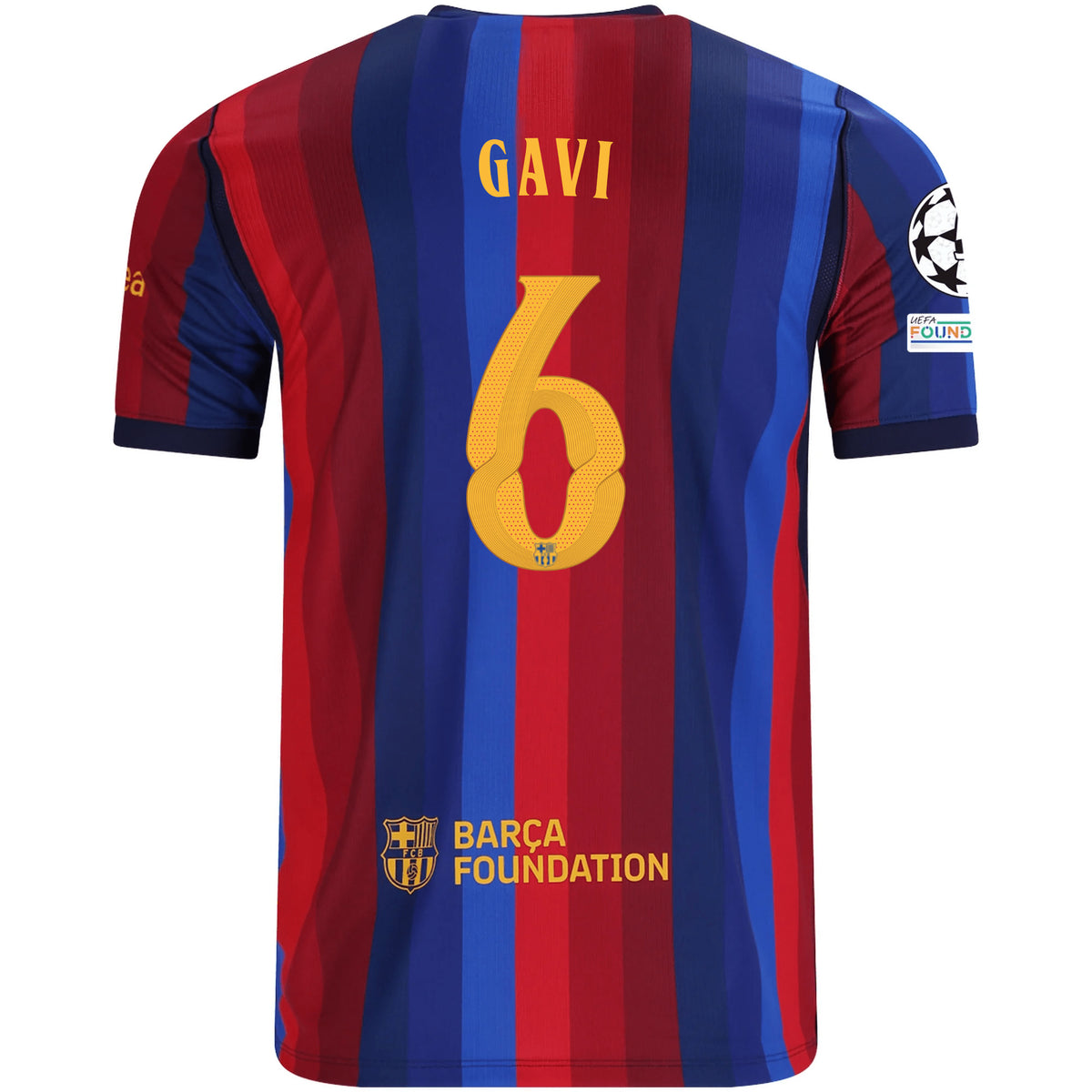 Nike Mens FC Barcelona Pablo Martín Páez Gavira Home Jersey w/ Champions League Patches 26/27 (Deep Garnet/Blue Void)