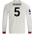 adidas Mens Liverpool Jérémy Jacquet Long Sleeve Away Jersey w/ EPL + No Room For Racism Patches 26/27 (White/Red)
