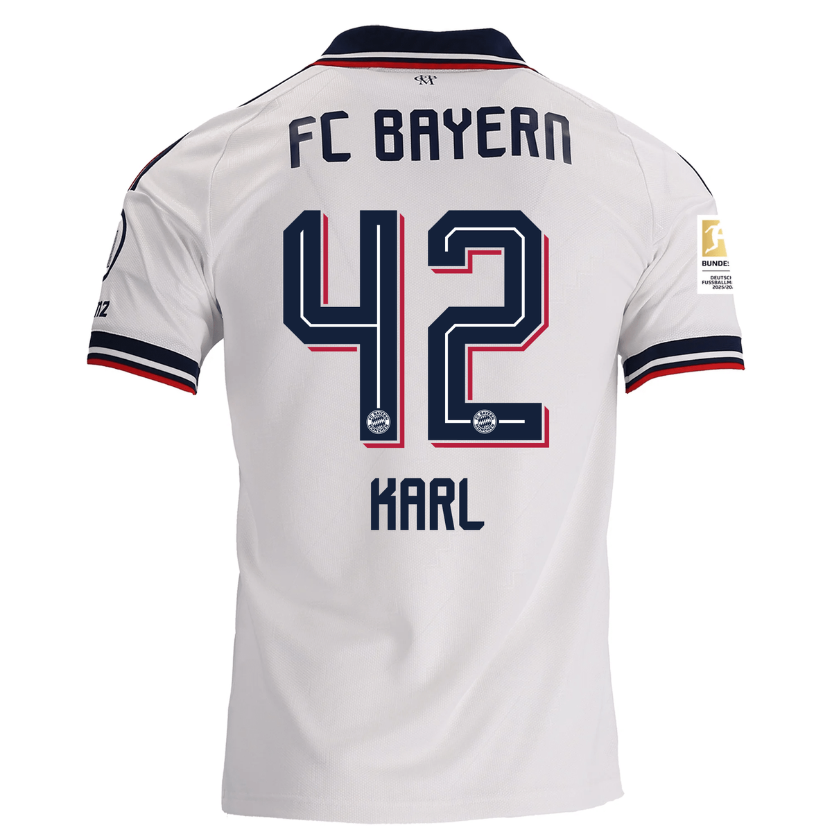 adidas Mens Bayern Munich Lennart Karl Away Jersey w/ Bundesliga Champion Patch 26/27 (White)