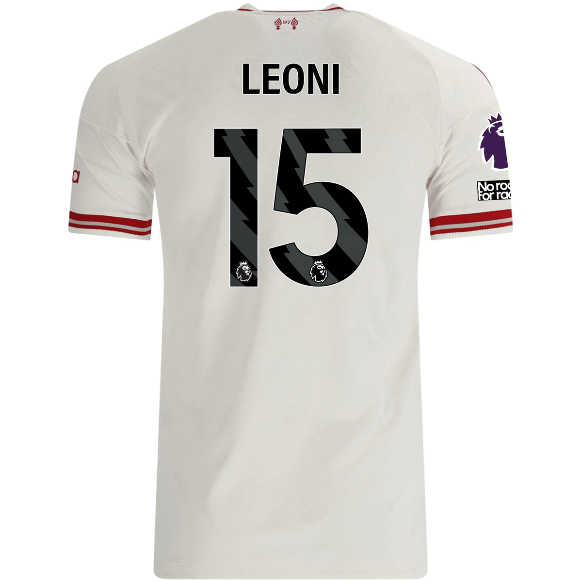 adidas Mens Liverpool Giovanni Leoni Authentic Away Jersey w/ EPL + No Room For Racsim Patches 26/27 (White)