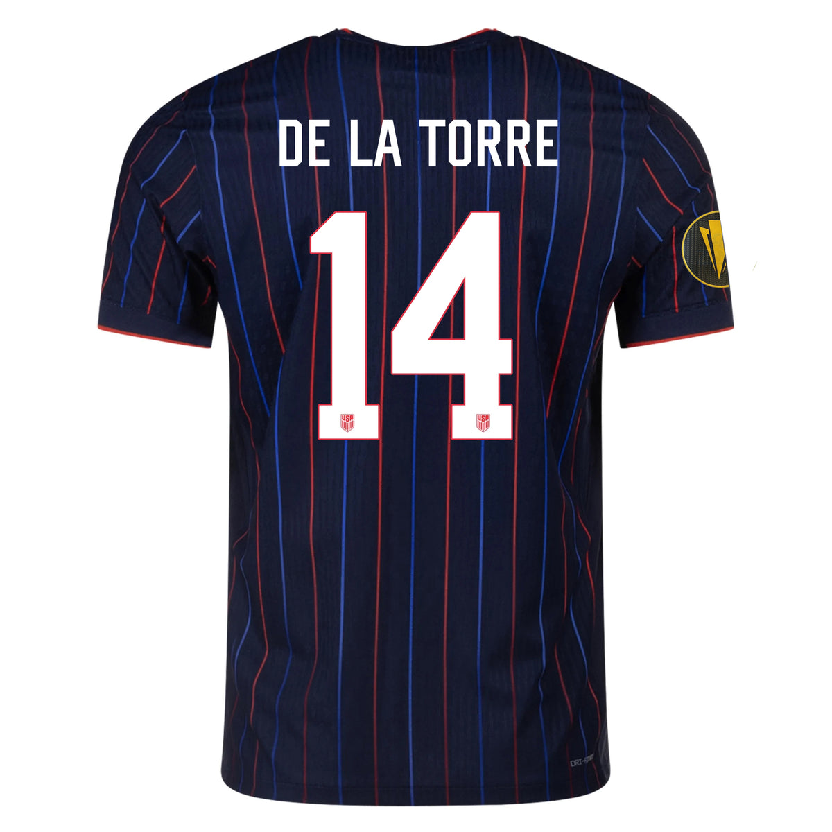 Nike Luca de la Torre United States Away Match Authentic Jersey 25/26 w/ Gold Cup 2025 Patch (Obsidian/Challenge Red)