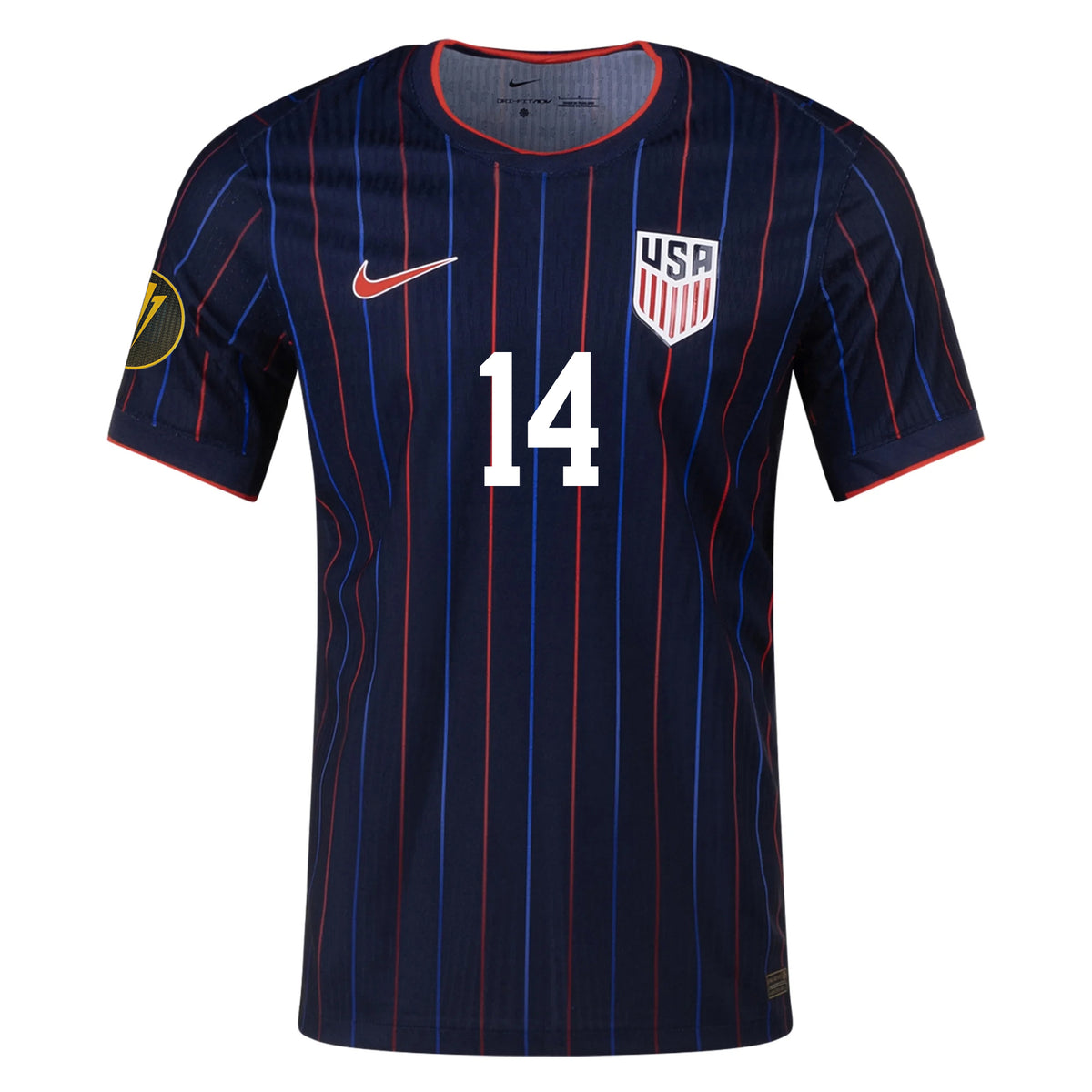Nike Luca de la Torre United States Away Match Authentic Jersey 25/26 w/ Gold Cup 2025 Patch (Obsidian/Challenge Red)